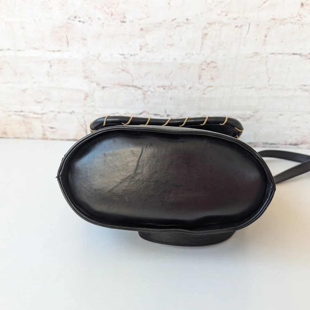 Stuart Weitzman Black Crossbody Bag with Gold Stitching - Picture 7 of 13